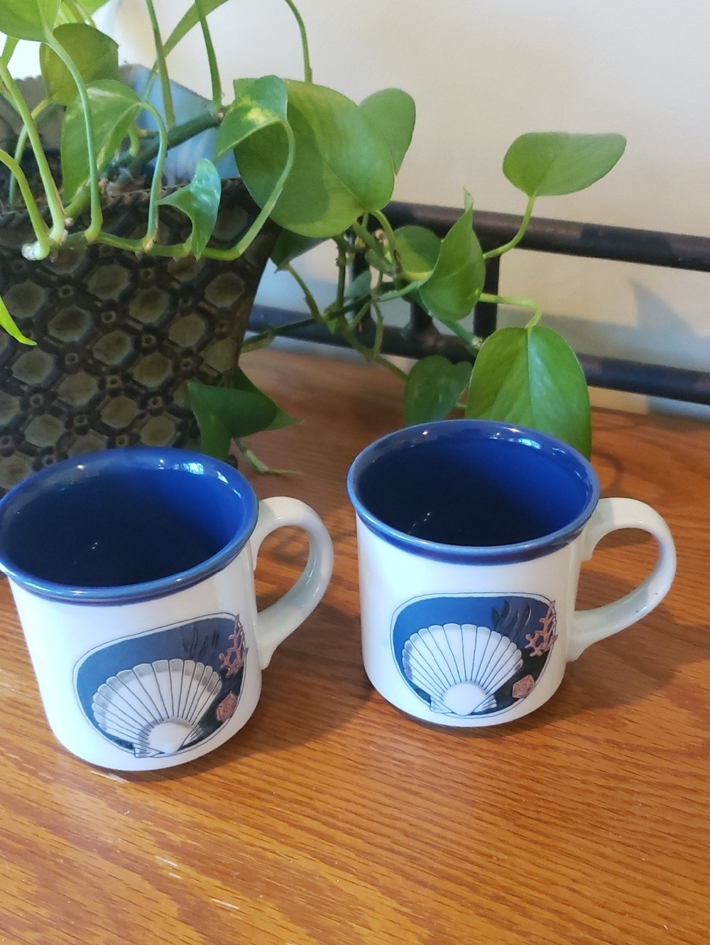 Vintage Seashells Ceramic Coffee Mugs/Tea Cups (set of 2) - Holds 12 Oz.